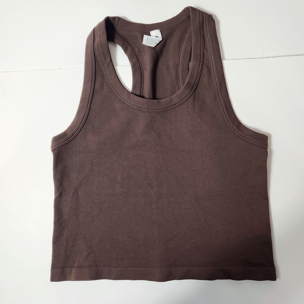❤️90 Degree By Reflex Women's Cocoa Brown Ribbed Crop Top Size: XL